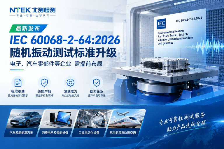 IEC 60068-2-64:2026正式发布！随机振动测试标准升级，电子、汽车零部件企业需提前布局